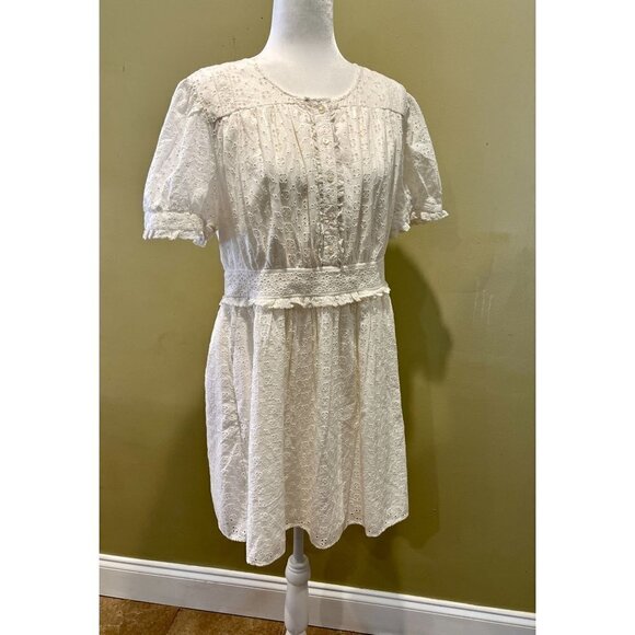 J. Crew Button front mini dress eyelet BI650 Ivory 12 - Picture 6 of 6